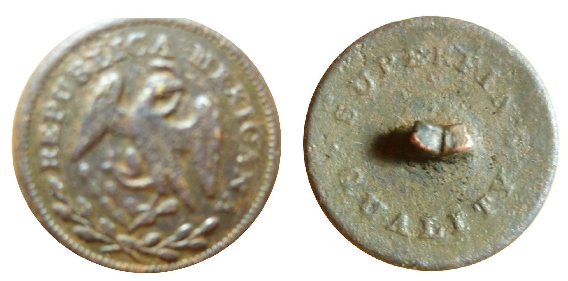 Botón imitación moneda Dos Mundos